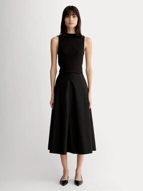 Everlane Black Midi Skirt in Ultrasoft Cotton